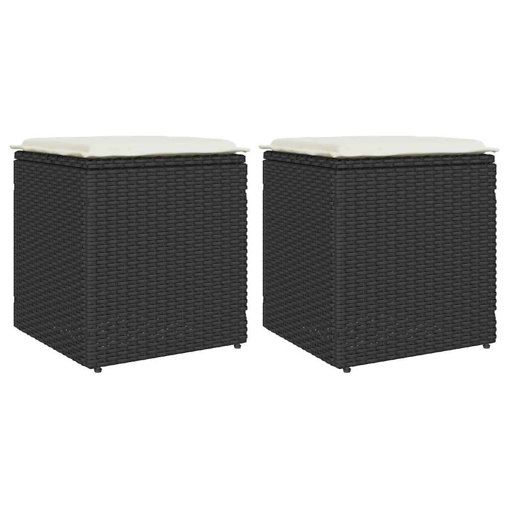 vidaXL σκαμπό κήπου με μαξιλάρια 2 τεμάχια Μαύρο 40x40x43 cm