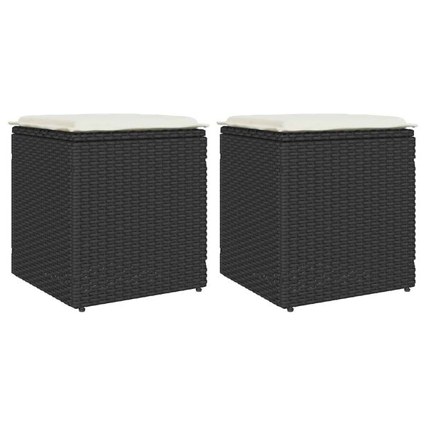 vidaXL σκαμπό κήπου με μαξιλάρια 2 τεμάχια Μαύρο 40x40x43 cm