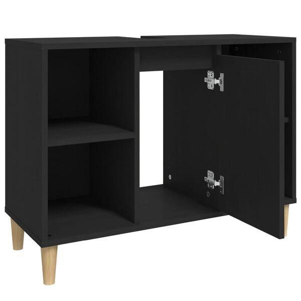 vidaXL Ντουλάπι Νιπτήρα Μαύρο 80 x 33 x 60 εκ. Επεξεργασμένο Ξύλο