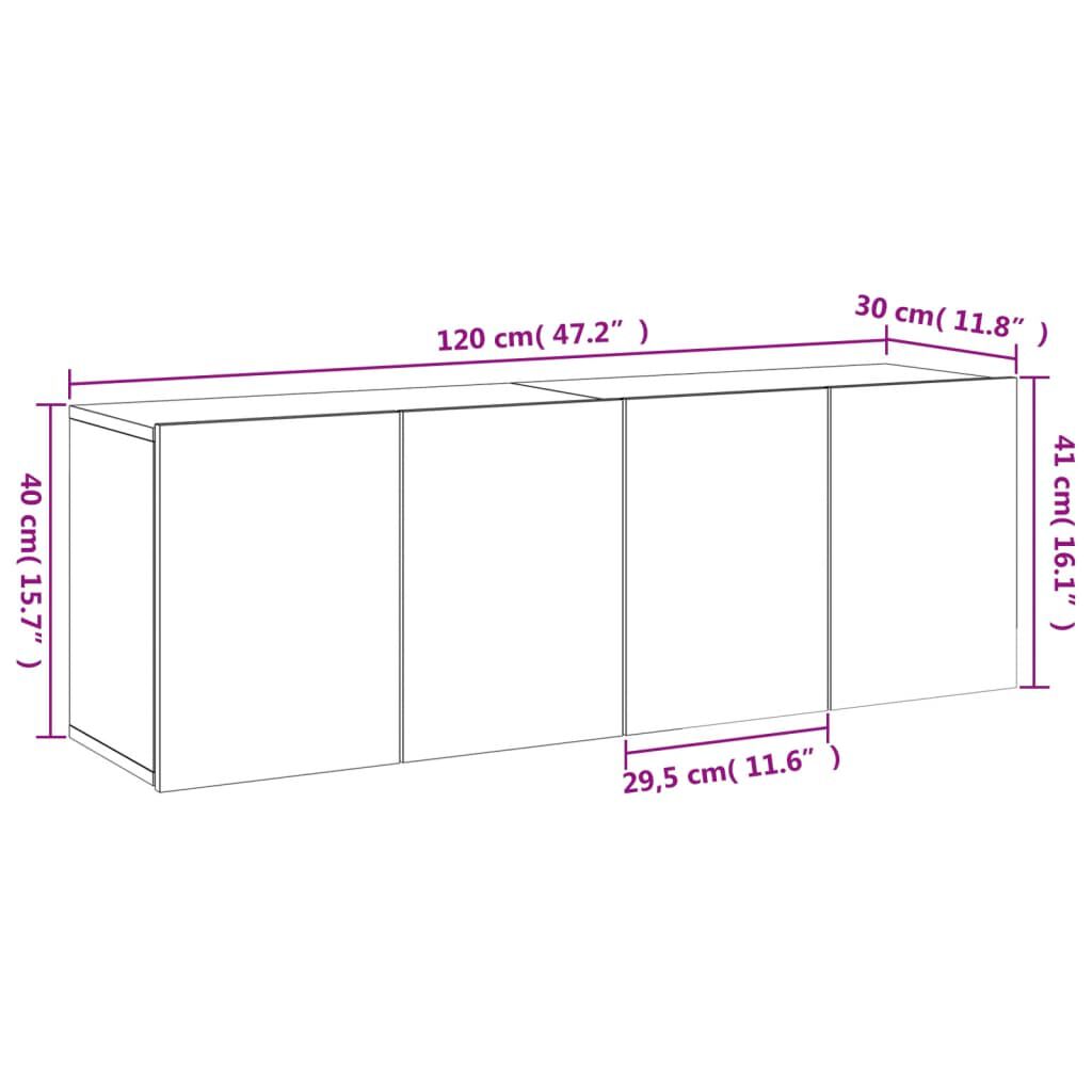 vidaXL Έπιπλα Τοίχου Τηλεόρασης 2 Τεμ. Λευκά 60 x 30 x 41 εκ.