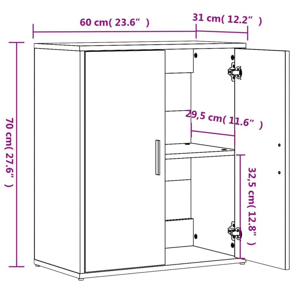 vidaXL Βοηθητικό Ντουλάπι Καφέ Δρυς 60x31x70εκ. από Επεξεργασμένο Ξύλο