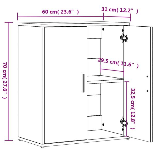 vidaXL Βοηθητικό Ντουλάπι Καφέ Δρυς 60x31x70εκ. από Επεξεργασμένο Ξύλο