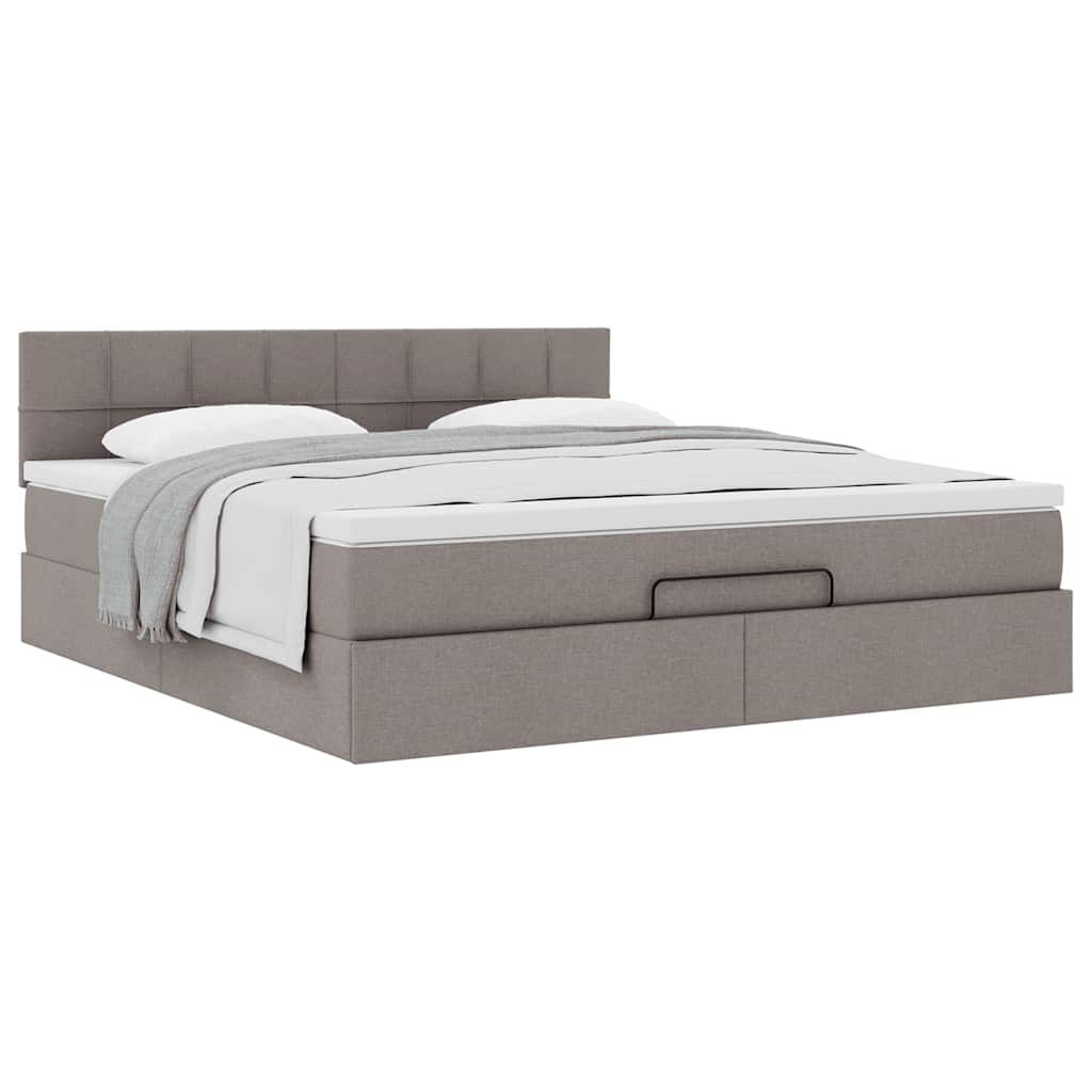 vidaXL Οθωμανικό κρεβάτι με στρώμα Taupe 160x200cm ύφασμα