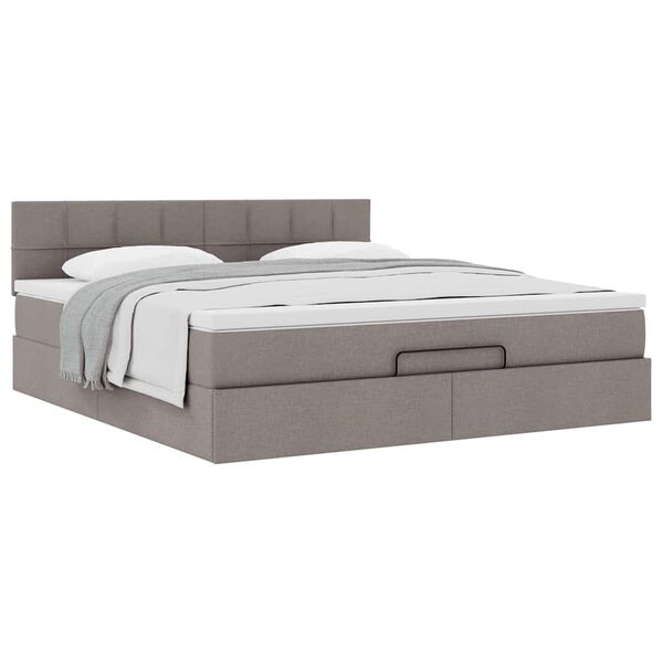 vidaXL Οθωμανικό κρεβάτι με στρώμα Taupe 160x200cm ύφασμα