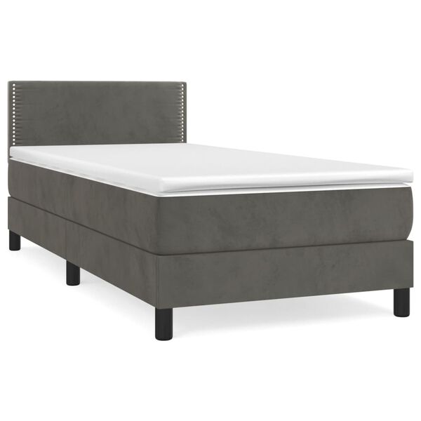 vidaXL Κρεβάτι Boxspring με Στρώμα Σκούρο Γκρι 80x200 εκ. Βελούδινο