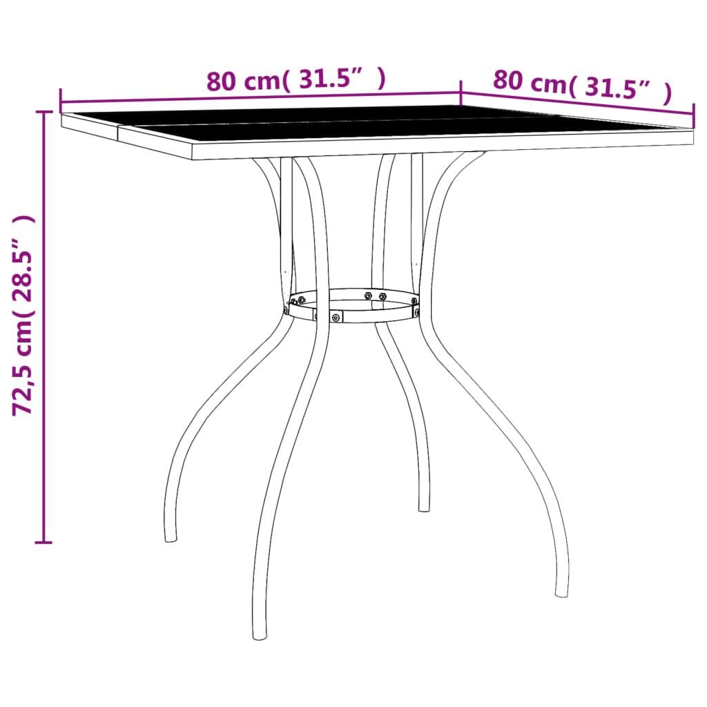 vidaXL Τραπέζι Κήπου Ανθρακί με Πλέγμα 80 x 80 x 72,5 εκ. Ατσάλινο