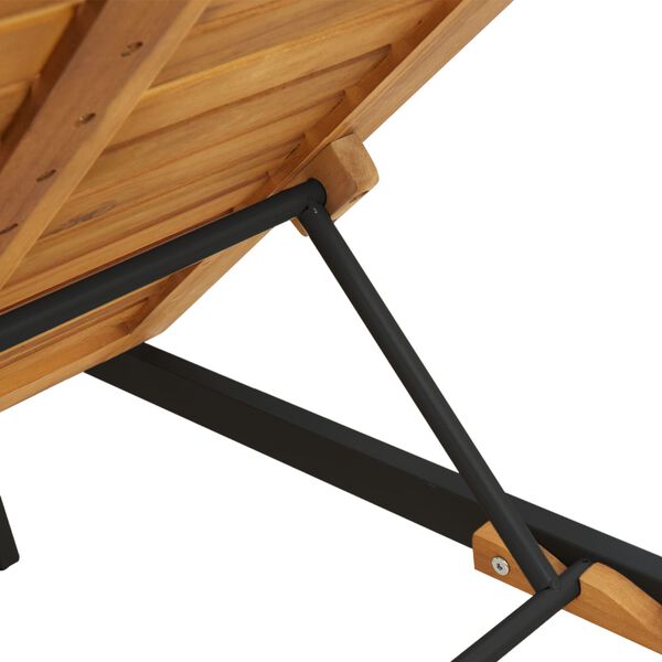 vidaXL Ξαπλώστρα Μαύρη 200x55x35 εκ Μασίφ Ξύλο Ακακίας