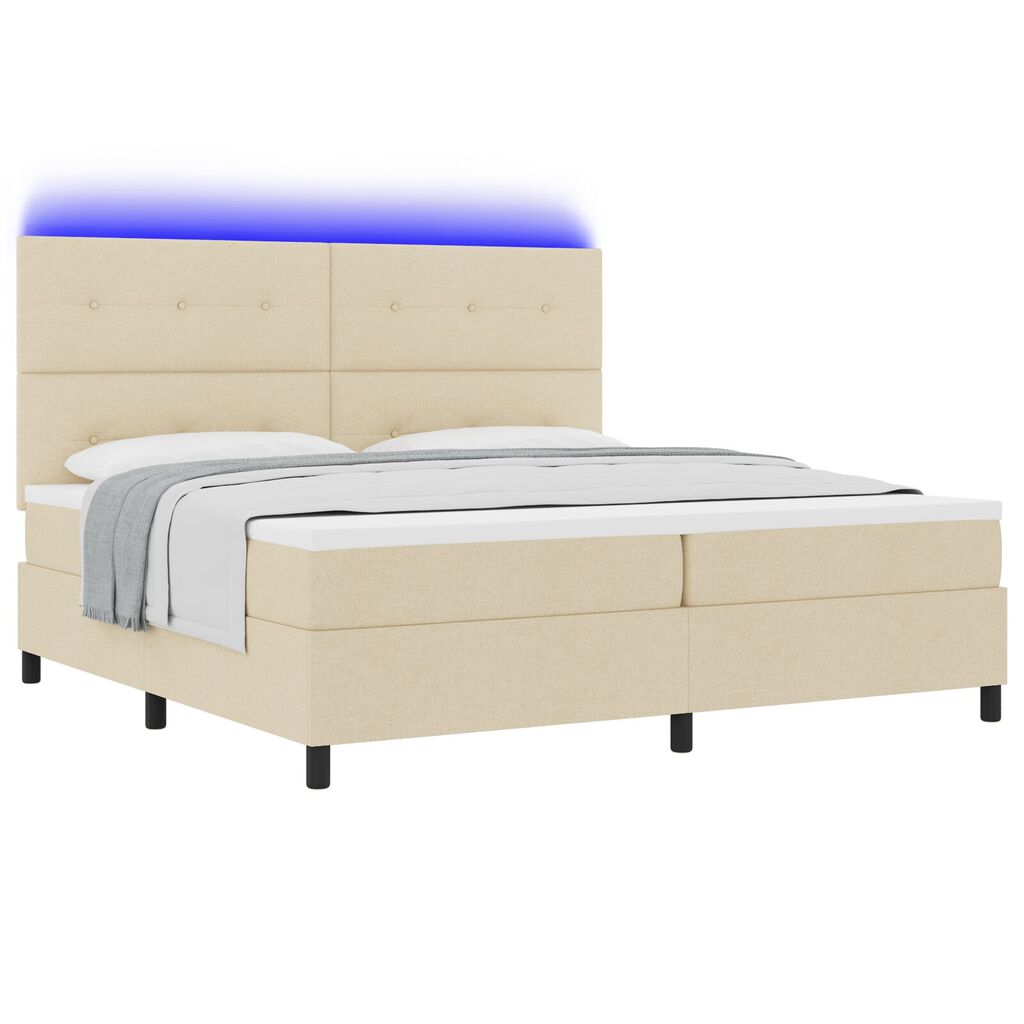 vidaXL Κρεβάτι Με Ζαχαροτά και LED Μπεζ 200x200 εκ. Ύφασμα