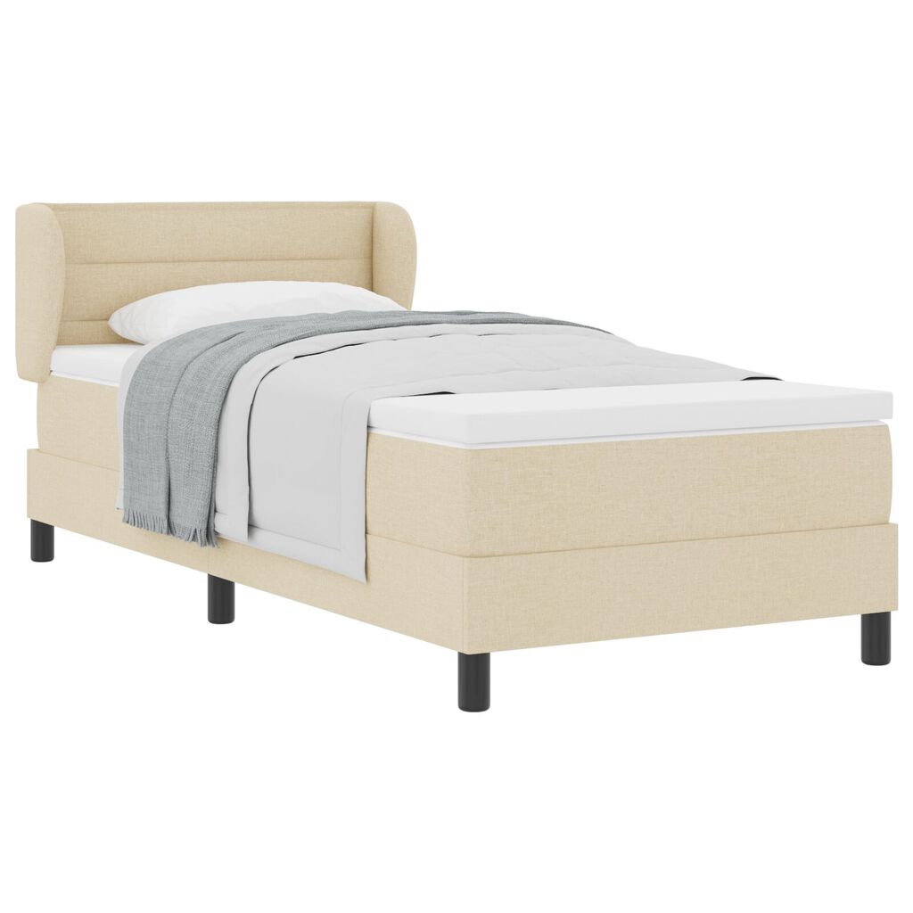 vidaXL Κρεβάτι Box Spring με στρώμα Κρεμ 100x200 εκ. Υφάσματος