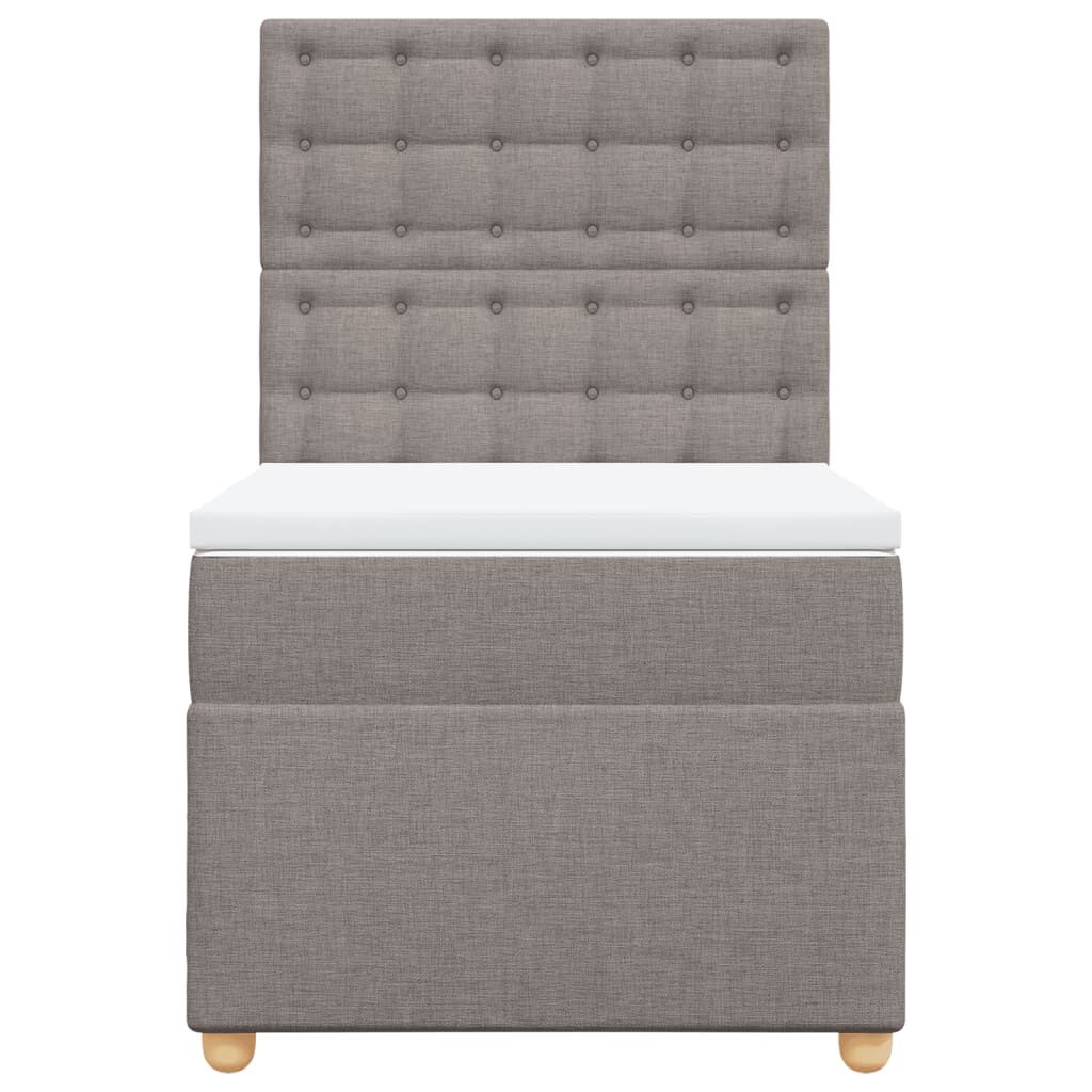 vidaXL Κρεβάτι Boxspring με Στρώμα Taupe 90x200 εκ. Υφασμάτινο