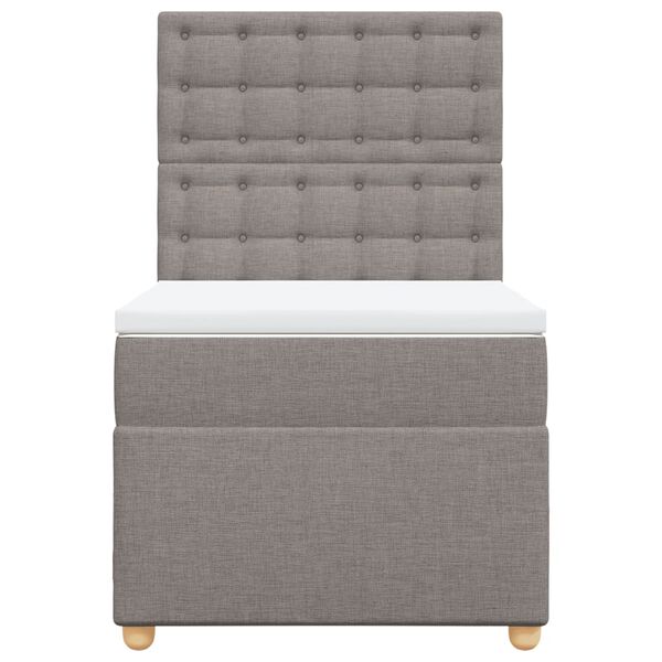 vidaXL Κρεβάτι Boxspring με Στρώμα Taupe 90x200 εκ. Υφασμάτινο