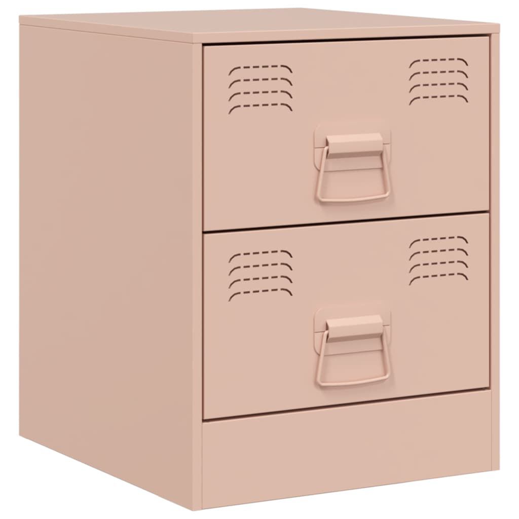 vidaXL Κομοδίνο Ροζ 34,5 x 39 x 44 εκ. από Χάλυβα