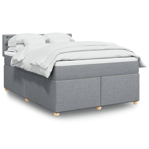 vidaXL Κρεβάτι Boxspring με Στρώμα Ανοιχτό Γκρι 140x200 εκ. Υφασμάτινο