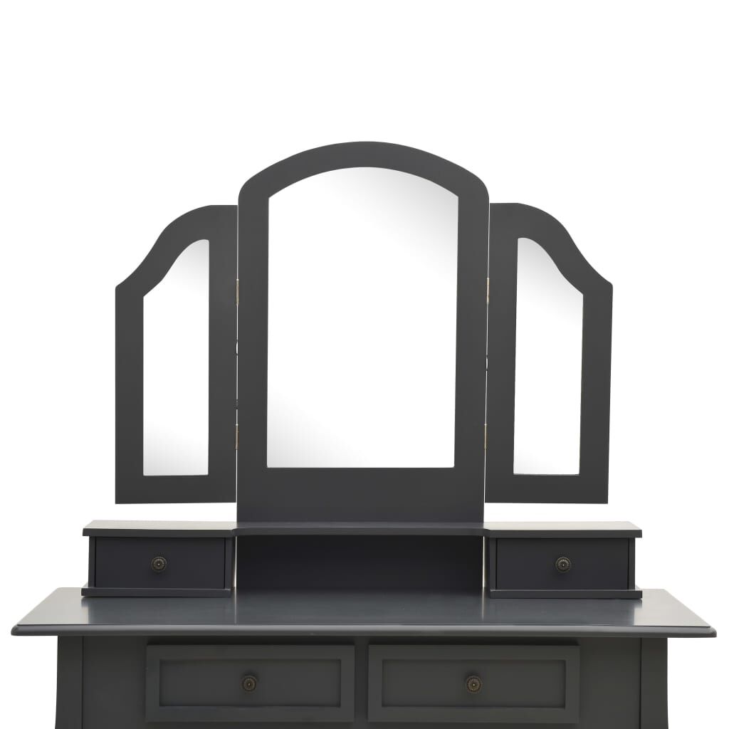 vidaXL Μπουντουάρ με Σκαμπό Γκρι 100 x 40 x 146 εκ. Ξύλο Παυλώνιας