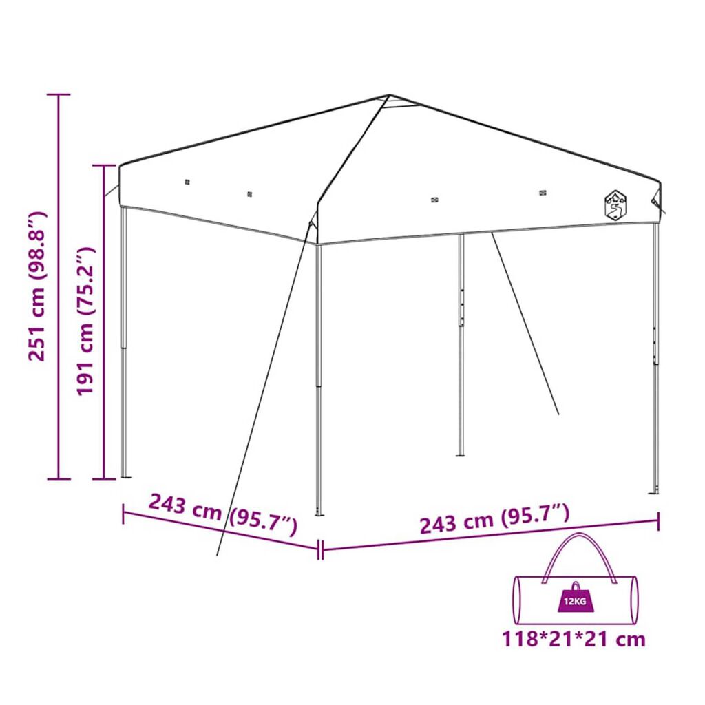 vidaXL Σκηνή Canopy Pop-up Πράσινο 250 x 250 cm ύφασμα