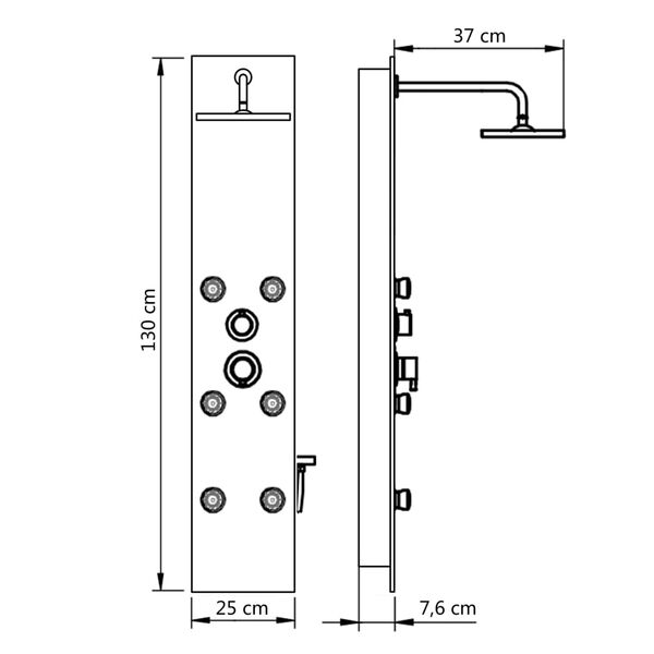 vidaXL Στήλη Ντους Υδρομασάζ Λευκή 25 x 44,6 x 130 εκ. από Γυαλί