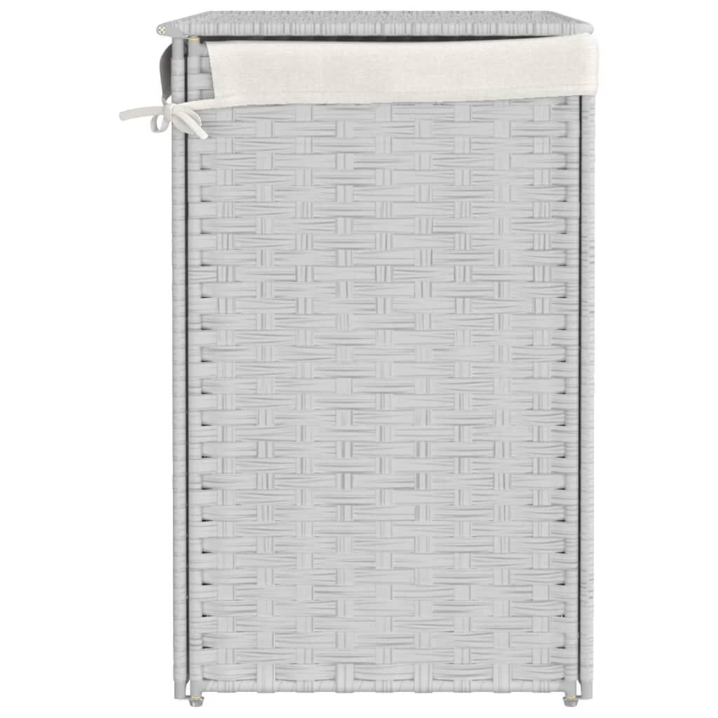 vidaXL Καλάθι Πλυντηρίου 2 Τμήματα Λευκό 53x35x57εκ. Συνθετικό Ρατάν