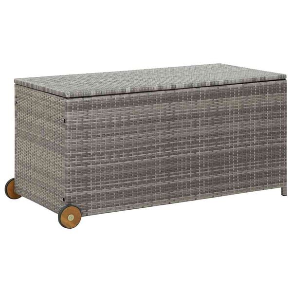 vidaXL Κουτί Αποθήκευσης Κήπου Ανοιχτό Γκρι 120x65x61 εκ. Συνθ. Ρατάν