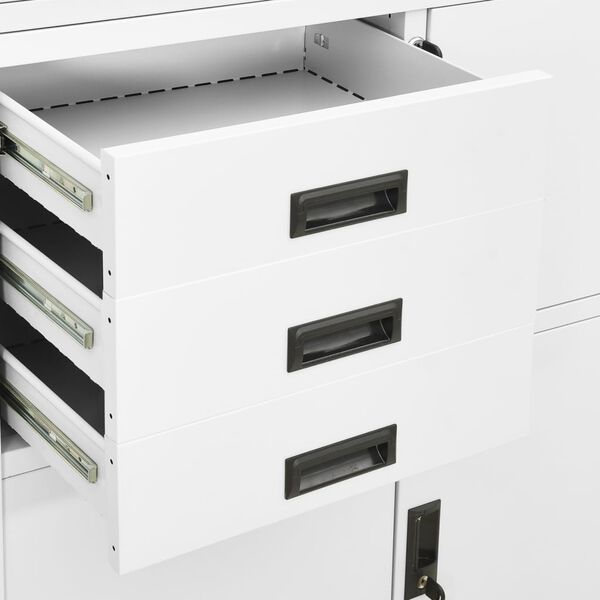 vidaXL Ντουλάπα Γραφείου Λευκή 90 x 40 x 180 εκ. Ατσάλινη