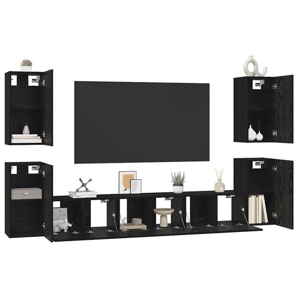 vidaXL Σετ επίπλου τηλεόρασης 7 pcs Μαύρη δρυς 60 x 30 x 30 cm