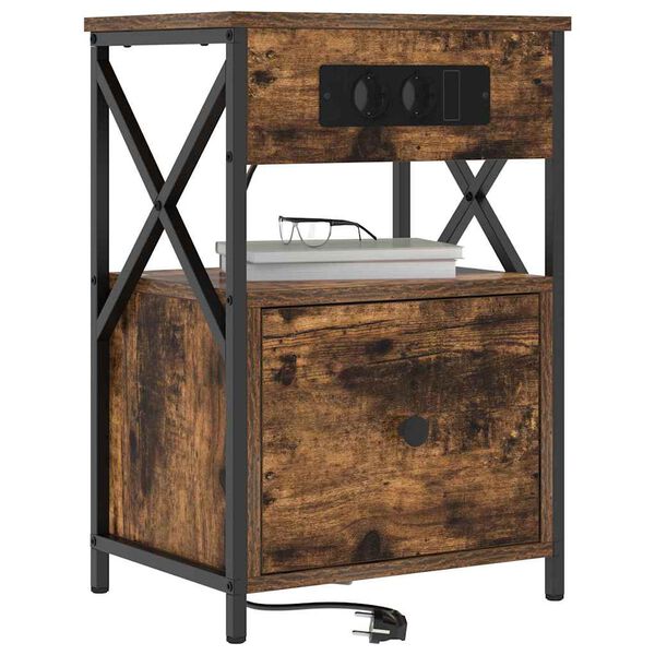 vidaXL Κομοδίνο Καπνιστή δρυς 40 x 31 x 60 εκ. Επεξεργασμένο ξύλο