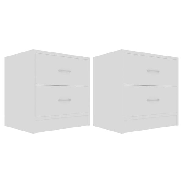 vidaXL Κομοδίνα 2 τεμ. Λευκά 40 x 30 x 40 εκ. από Επεξ. Ξύλο
