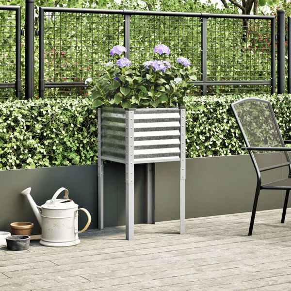 vidaXL Γλάστρα Κήπου 45x45x88 εκ. από Γαλβανισμένο Ατσάλι