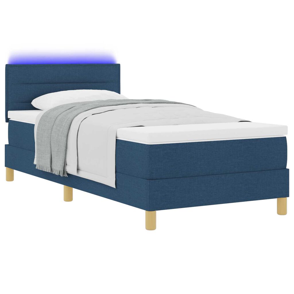 vidaXL Κρεβάτι με ελατήρια με στρώμα Μπλε 80 x 200 cm ύφασμα