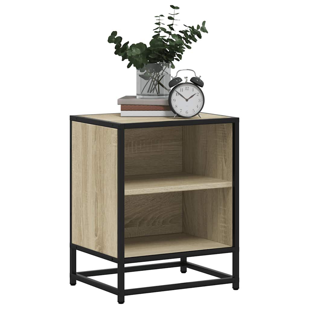 vidaXL Κομοδίνα 2 τεμάχια Sonoma Oak Κατασκευασμένο ξύλο και μέταλλο