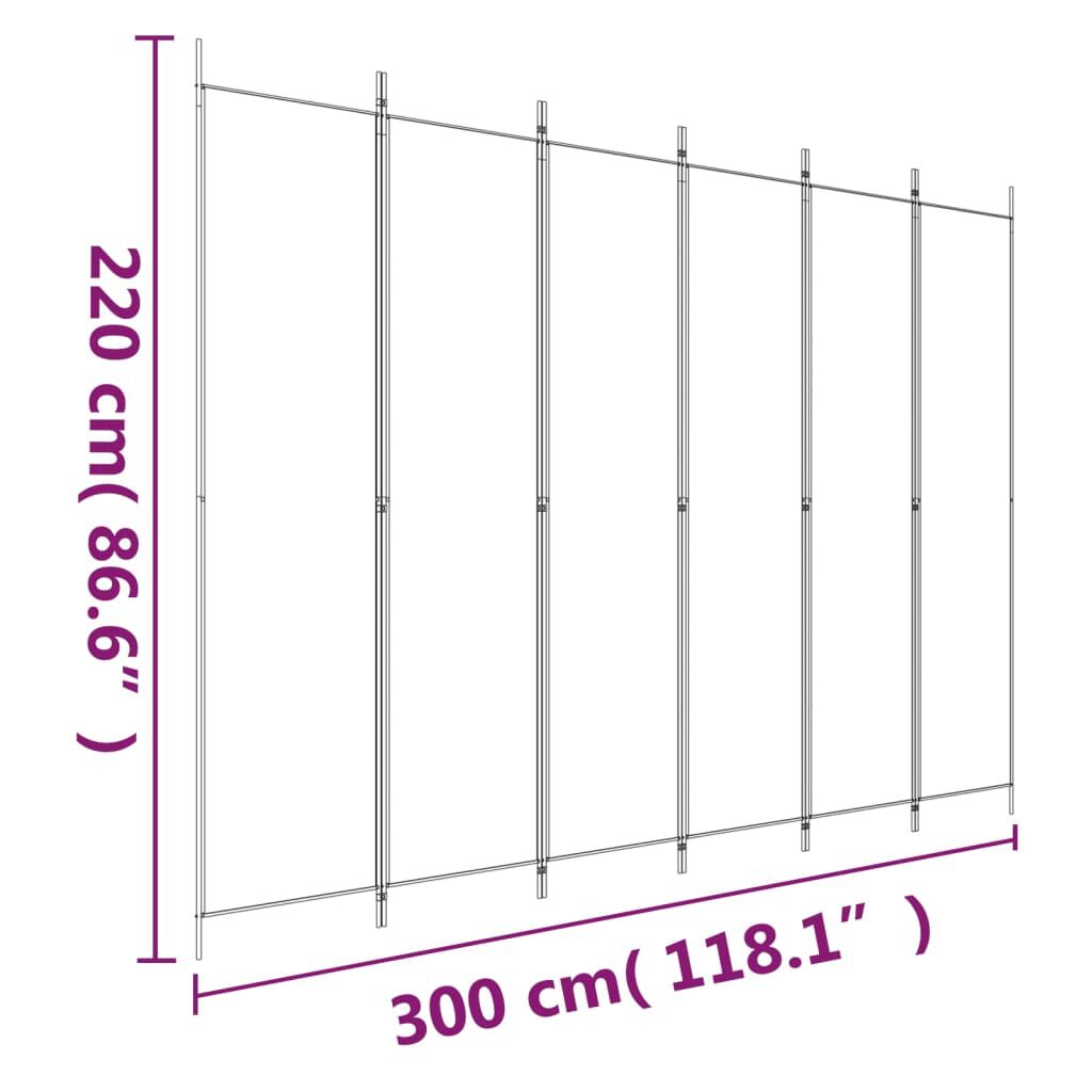 vidaXL Διαχωριστικό Δωματίου με 6 Πάνελ Μαύρο 300x220 εκ. από Ύφασμα