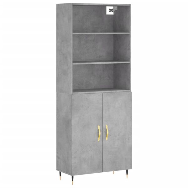 vidaXL Ντουλάπι Γκρι Σκυροδέματος 69,5x34x180 εκ. Επεξεργασμένο Ξύλο