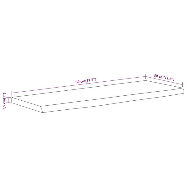 vidaXL Ράφι Επιτοίχιο Ορθ. Live Edge 80x30x2,5 εκ. Μασίφ Ξύλο Ακακίας