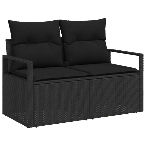 vidaXL Σετ Καναπέ Κήπου με μαξιλάρι 6 pcs Μαύρο Πολυ ράταν