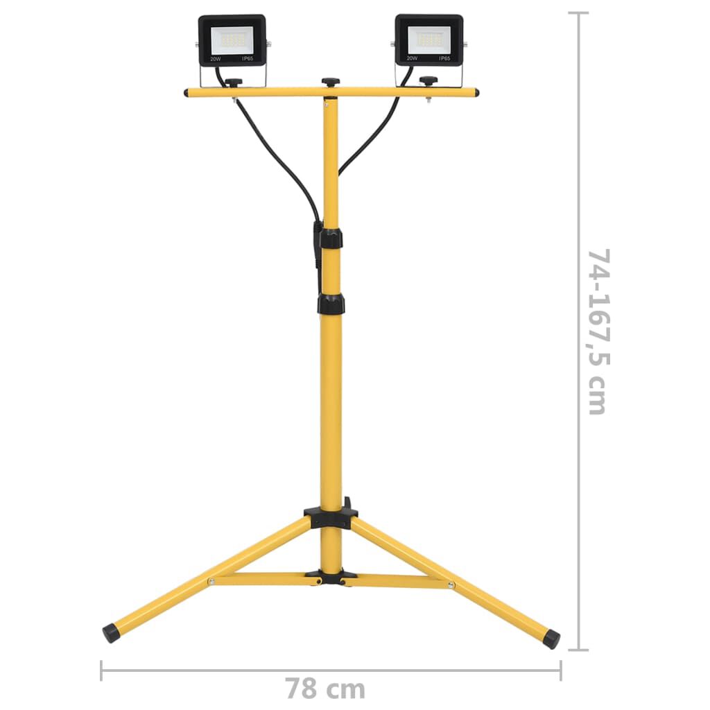 vidaXL Προβολέας LED με Τρίποδο Ψυχρό Λευκό 2 x 20 W
