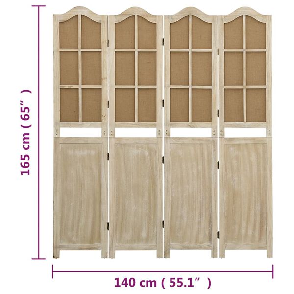 vidaXL Διαχωριστικό Δωματίου με 4 Πάνελ Καφέ 140x165 εκ. από Ύφασμα