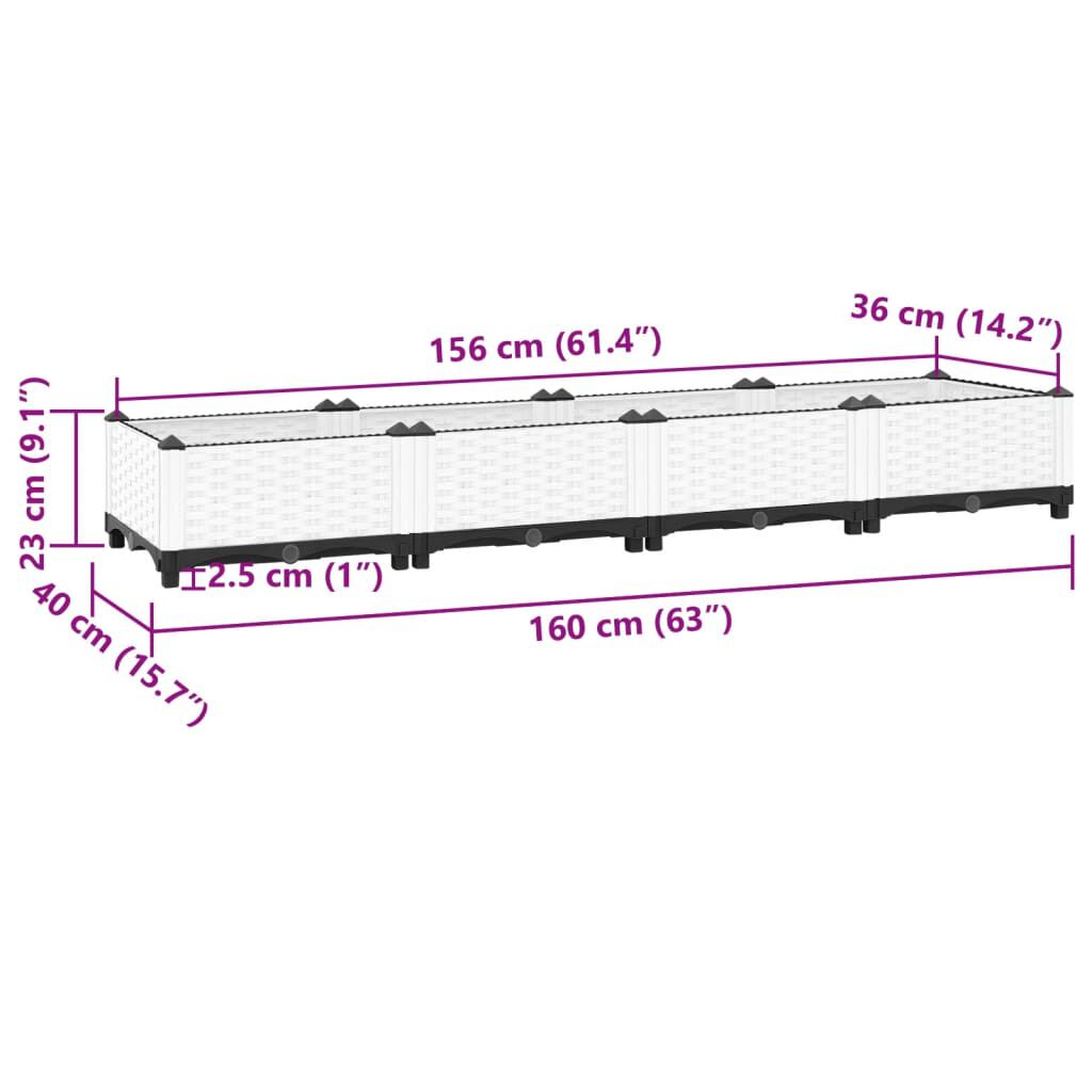 vidaXL Ζαρντινιέρα 160 x 40 x 23 εκ. από Πολυπροπυλένιο