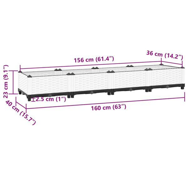 vidaXL Ζαρντινιέρα 160 x 40 x 23 εκ. από Πολυπροπυλένιο