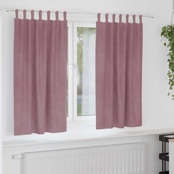 vidaXL Κουρτίνες με κουρτίνες 2 pcs Σκούρο Ροζ 140 x 175 cm Βελούδο