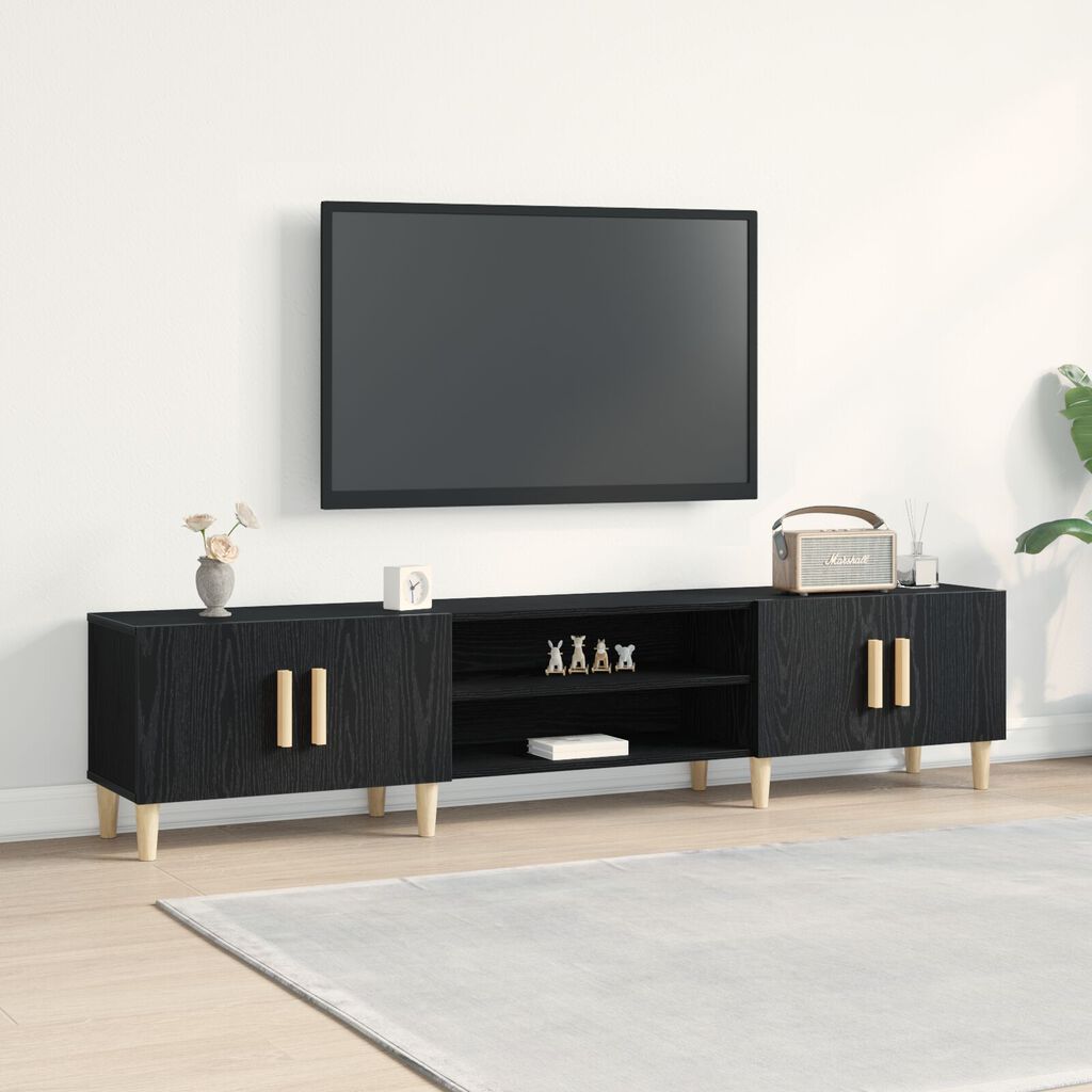 vidaXL Ντουλάπι τηλεόρασης Μαύρο Δρυς 180x31,5x40 εκ Επεξεργασμένο ξύλο