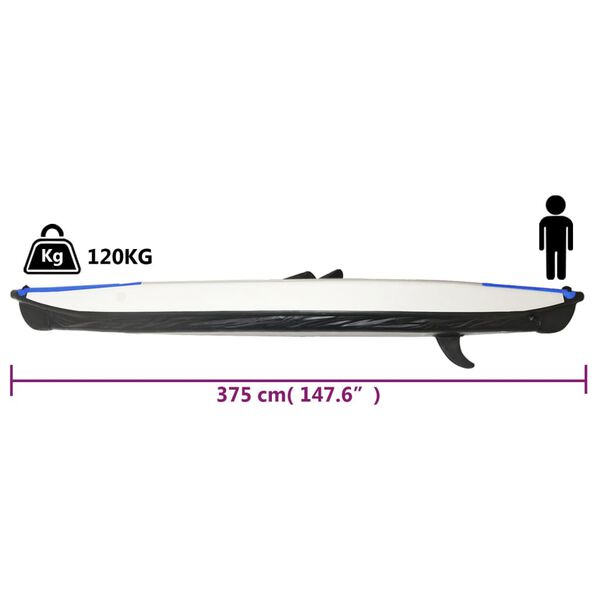 vidaXL Καγιάκ Φουσκωτό Μπλε 375 x 72 x 31 εκ. από Πολυεστέρα