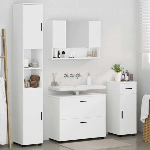 vidaXL Σετ Επίπλων Μπάνιου με συρτάρι 4 pcs Λευκό 30 x 35 x 192 εκ.