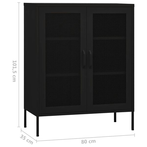 vidaXL Ντουλάπι Αποθήκευσης Μαύρο 80 x 35 x 101,5 εκ. Ατσάλινο