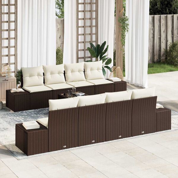 vidaXL Σετ Καναπέ Κήπου 7 pcs Καφέ και κρεμ 55 x 55 x 37 εκ