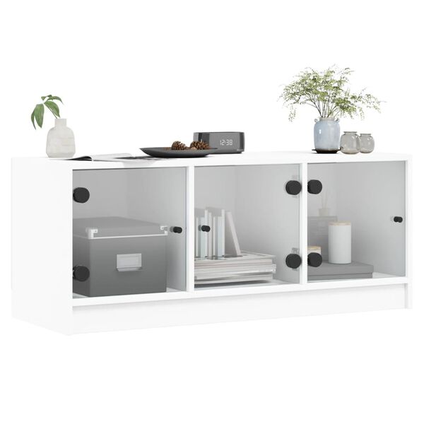 vidaXL Έπιπλο Τηλεόρασης Λευκό 102x37x42 εκ. με Γυάλινες Πόρτες