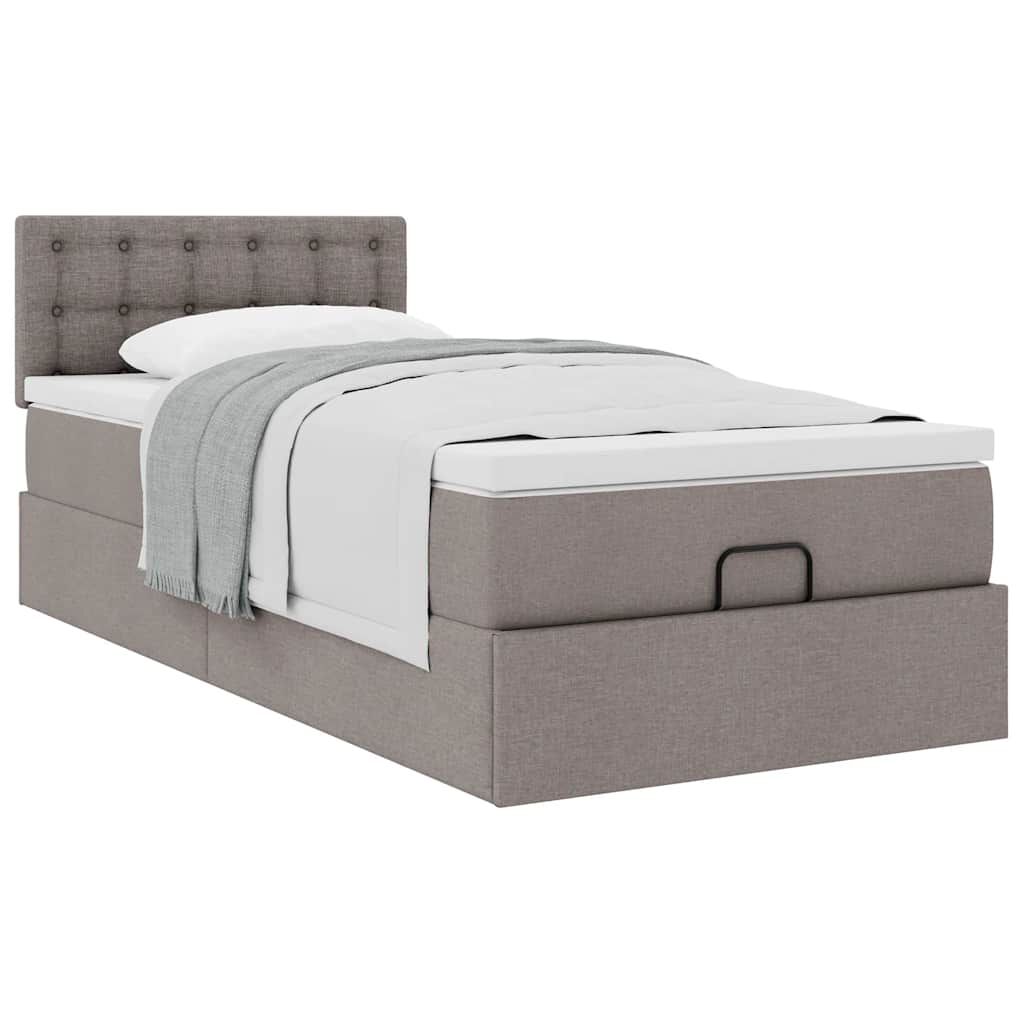vidaXL Οθωμανικό κρεβάτι με στρώμα Taupe 100x200cm ύφασμα