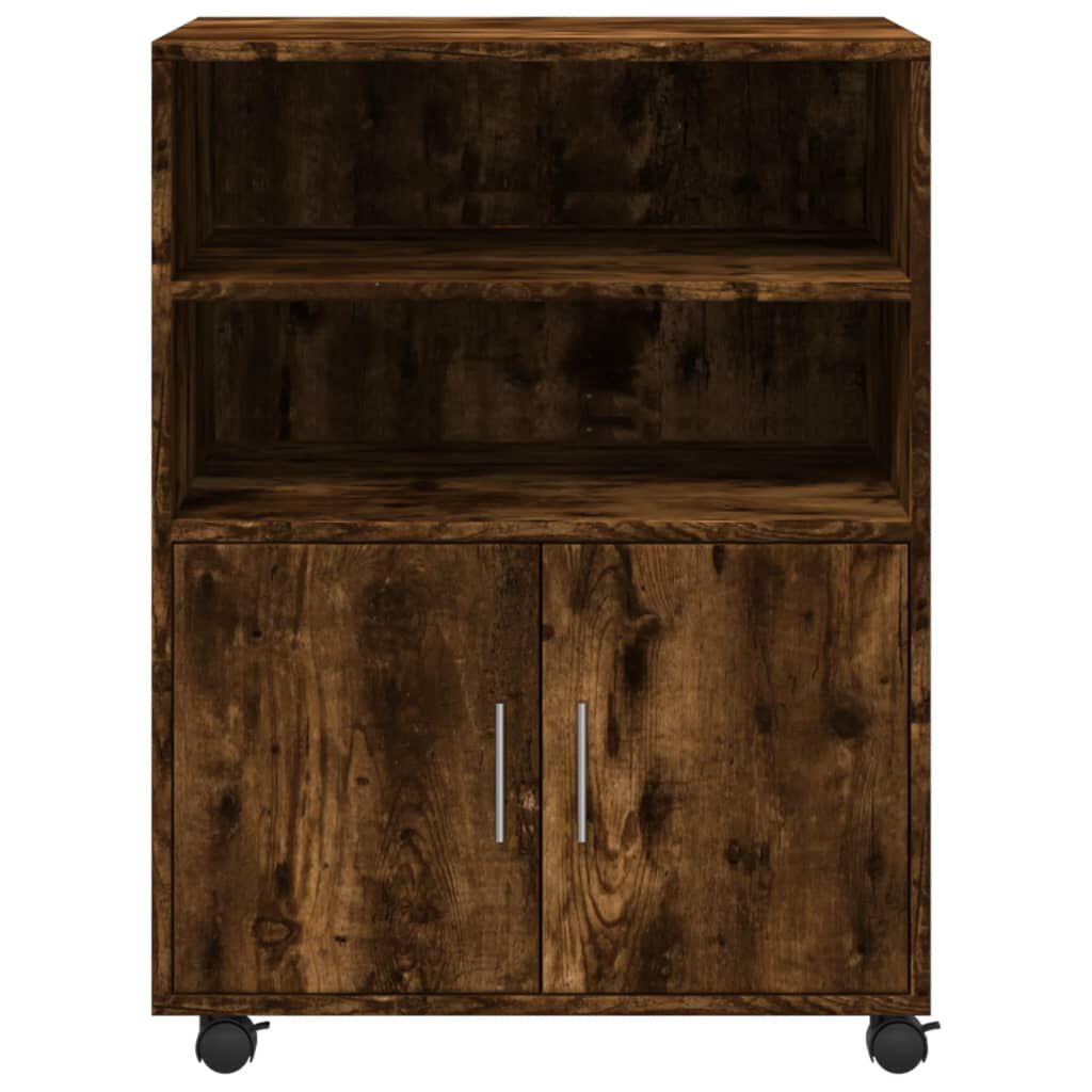 vidaXL Ντουλάπι Με Ροδάκια Καπνιστή Δρυς 60x48x81 εκ. Επεξ. Ξύλο