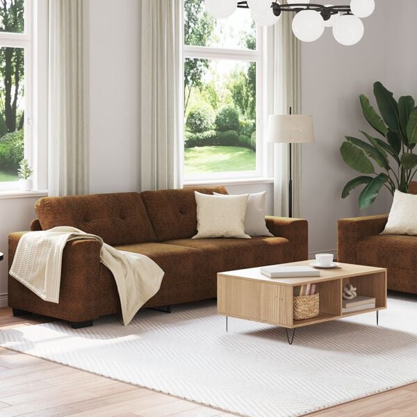 vidaXL Καναπές 2 pcs Καφέ 221 x 78 x 80 εκ Τεχνητό δέρμα