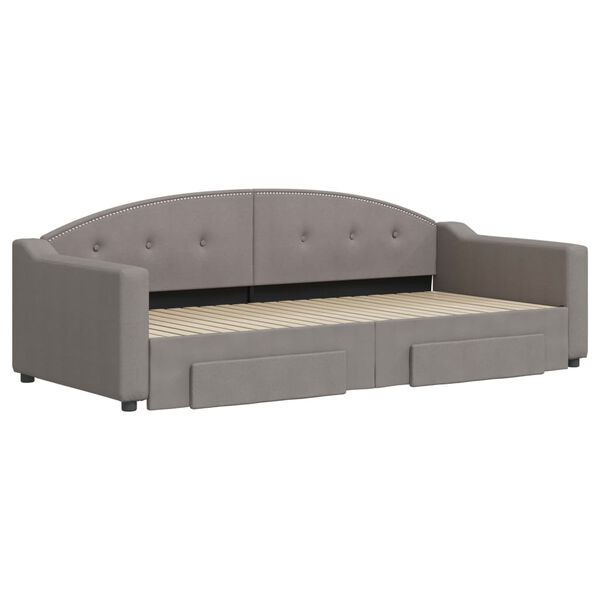 vidaXL Καναπές Κρεβάτι Συρόμενος Taupe 90x200 εκ. Ύφασμα & Συρτάρια