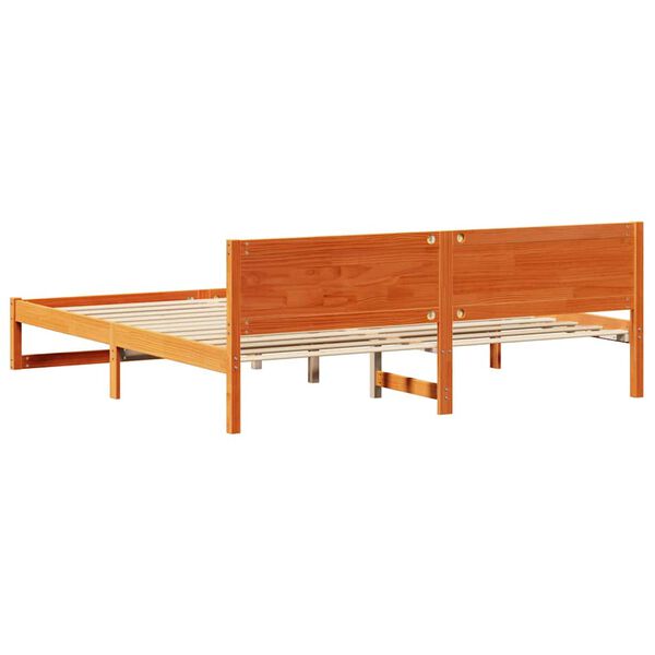 vidaXL Σκελετός Κρεβατιού Καφέ 200 x 200 cm Μασίφ ξύλο πεύκου