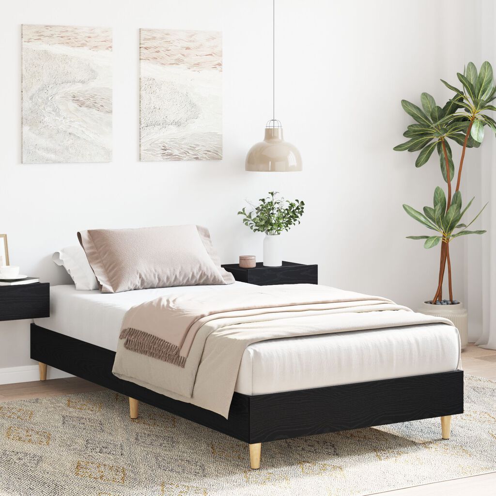 vidaXL Κρεβάτι 75x190 εκ. Μαύρη Δρυς Συνθετικό Ξύλο
